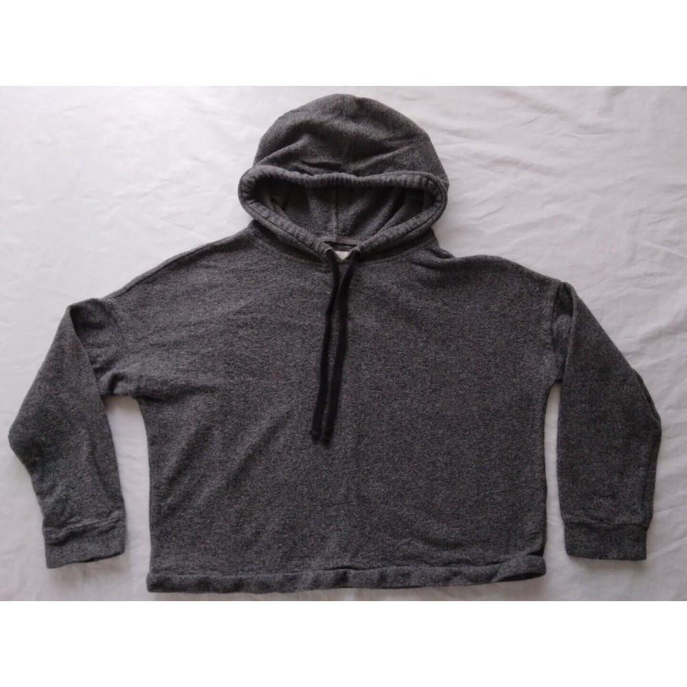 Madewell Women Size XS Oversized Hoodie Sweatshirt Cropped 3/4 Sleeve Gray